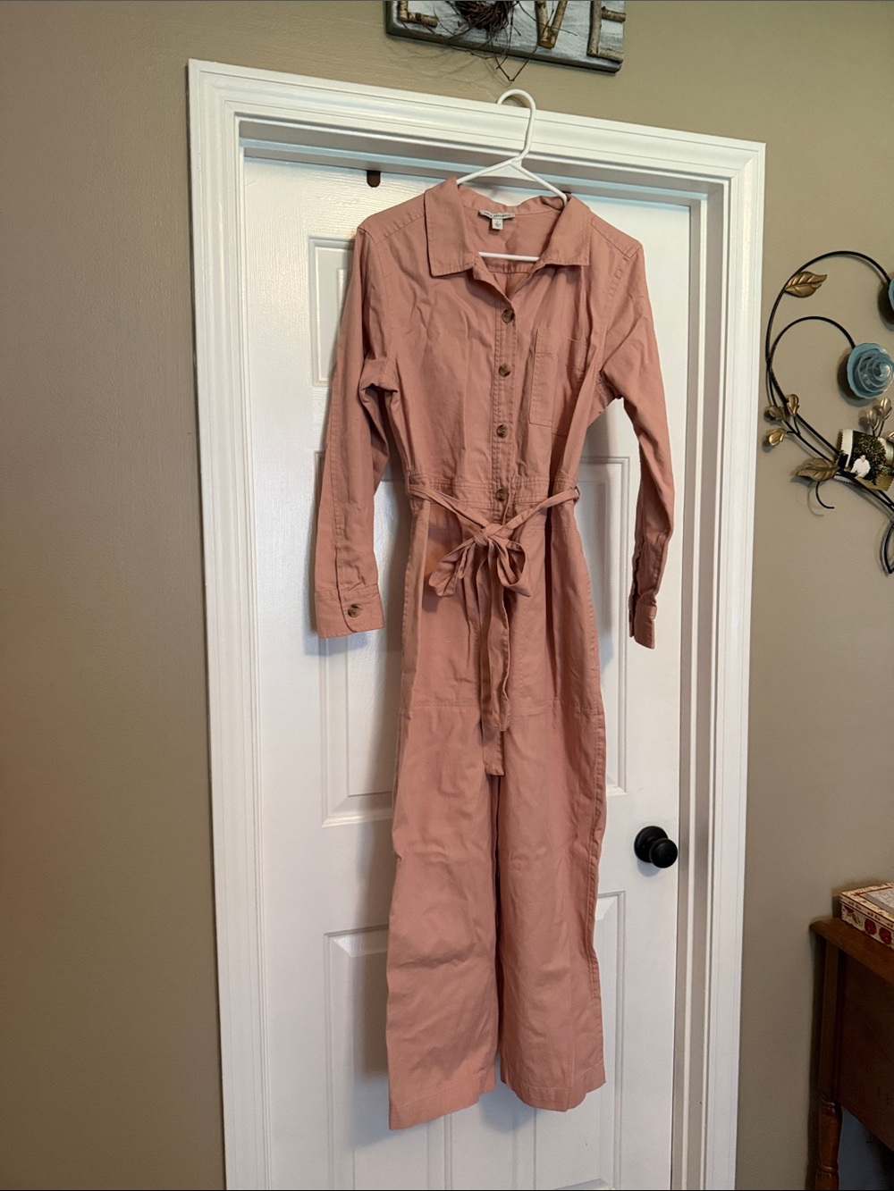 Utility Tie-Waist Jumpsuit in Mauve Pink